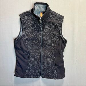 Lucy Embroidered Quilted Vest - Women’s Size Small Black Gray